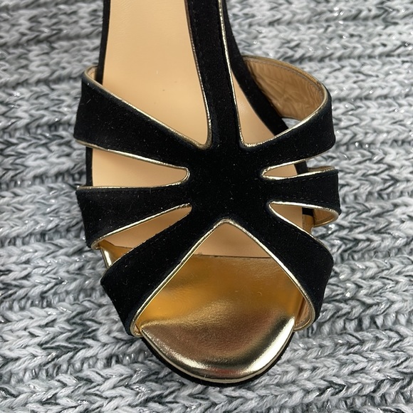 KATE SPADE ♠️ Black Gold Rosie Sandals Heels 8 - Picture 13 of 16